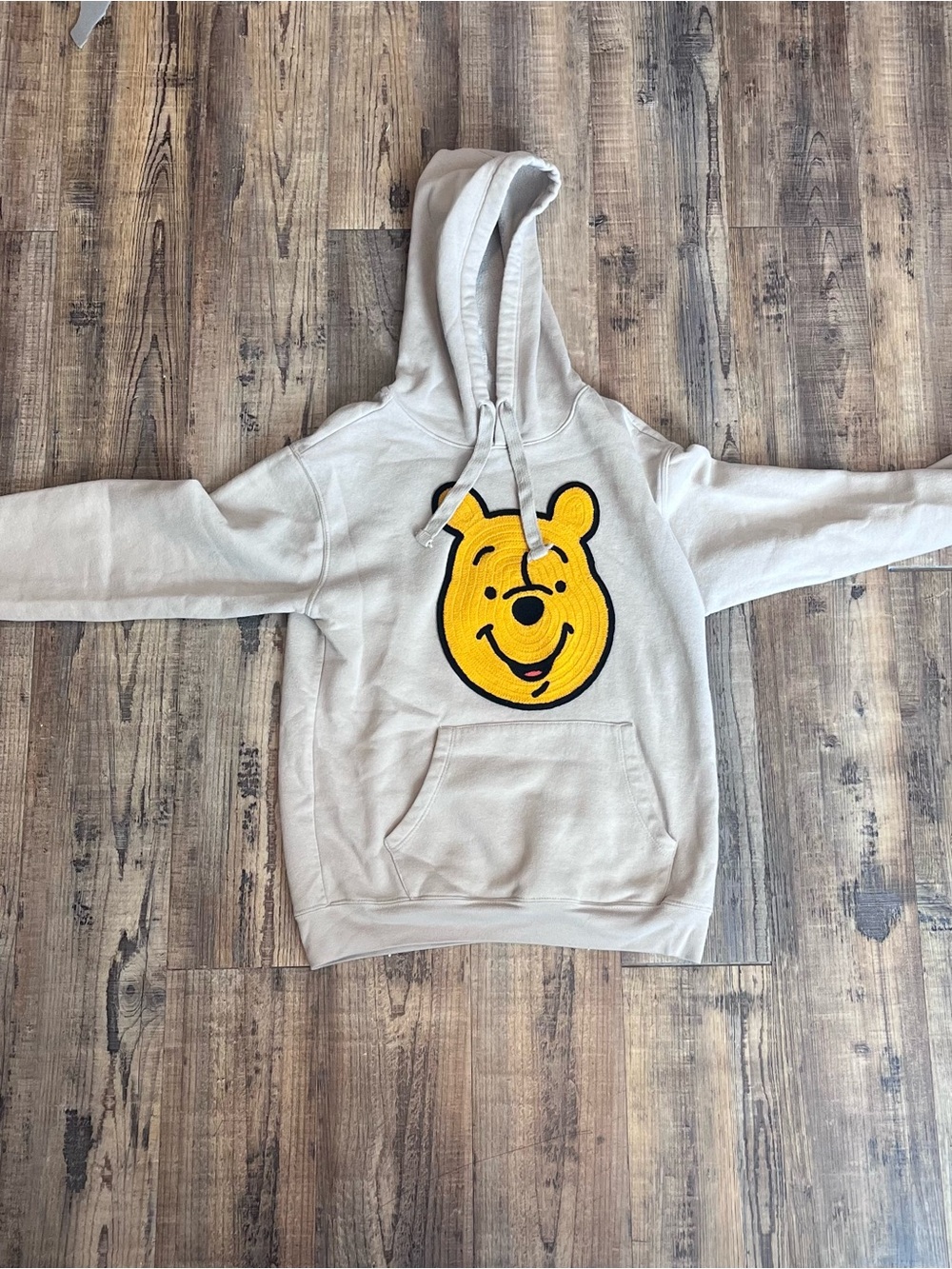 Disney Beige Hoodie with Yellow Winnie the Pooh Applique
